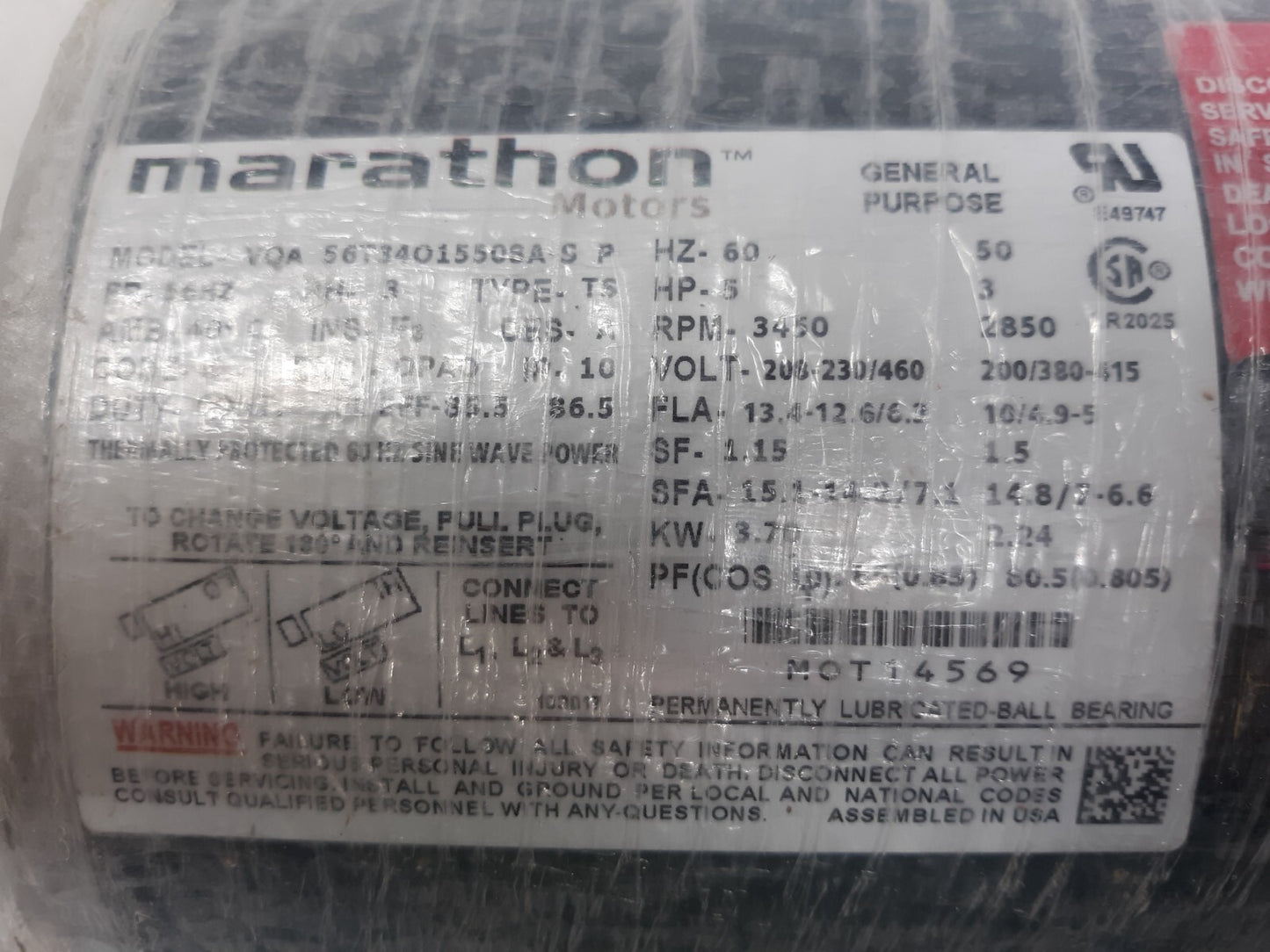 Marathon Electric MOT14569 General Purpose Motor- 56T43O15508-S