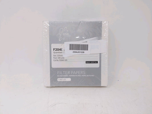 Chm LAB F2040 -125 Filter Papers Quantitative Ashless, 100 Units/Pack 125mm