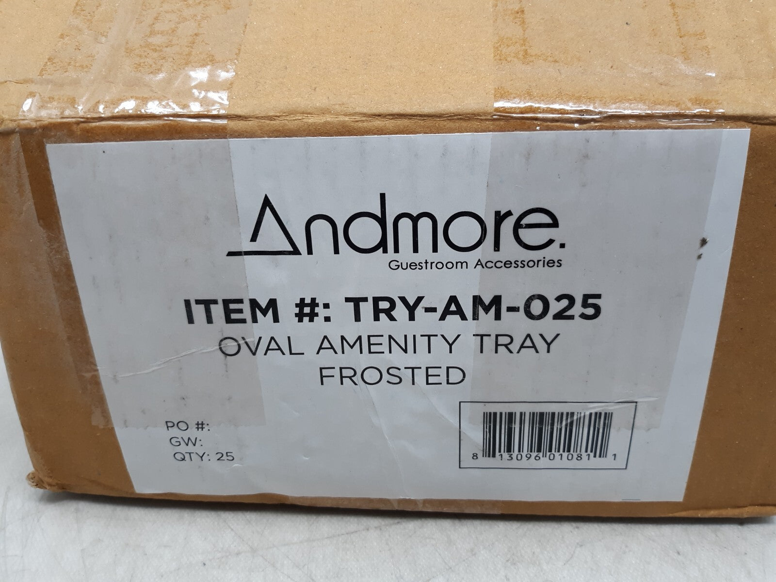 Andmore #TRY-AM-025 Frosted Amenity Tray, Oval, Case of 25