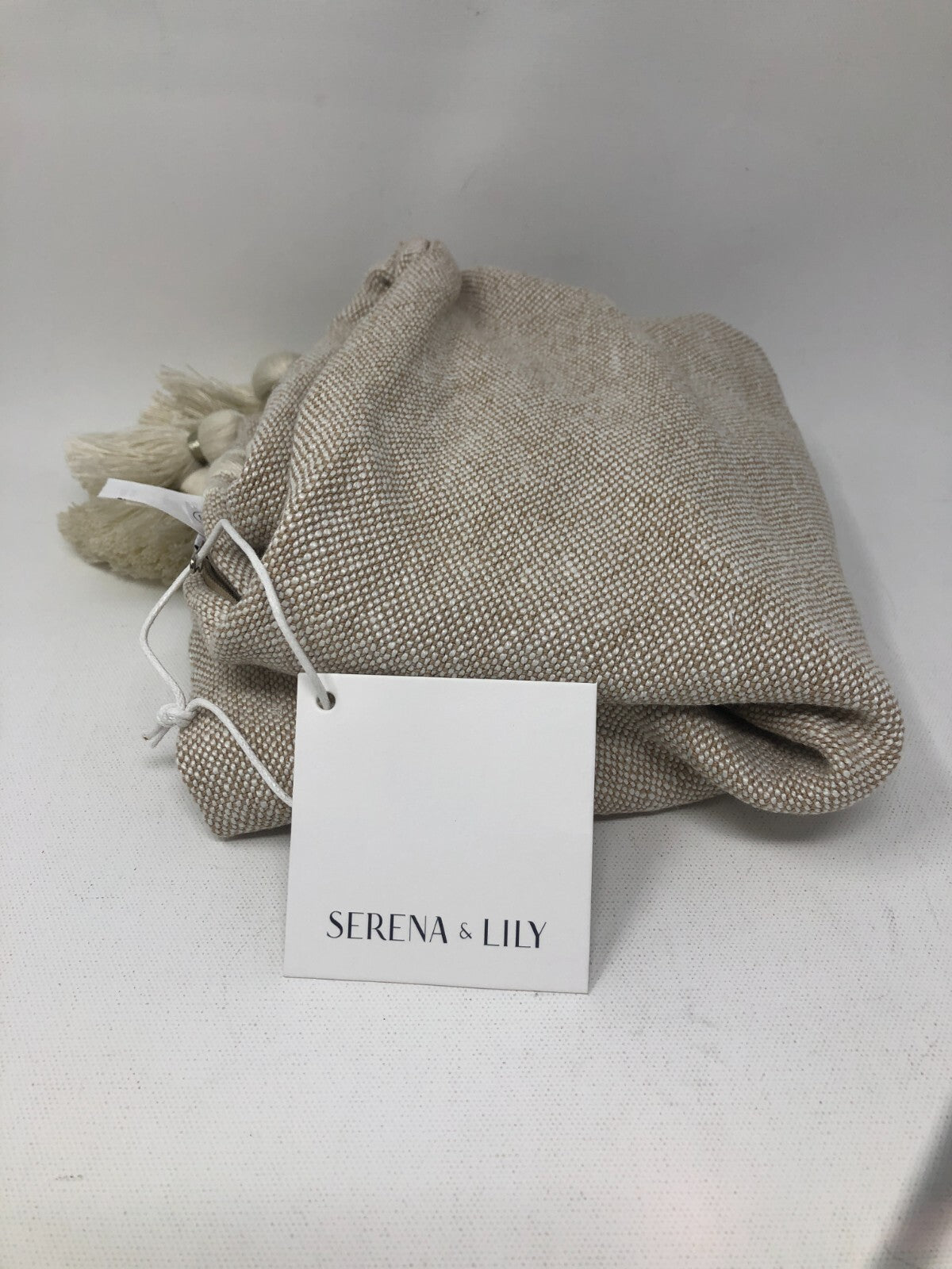 Serena & Lily Embroidered Throw Pillow Case ~ Linen, Natural