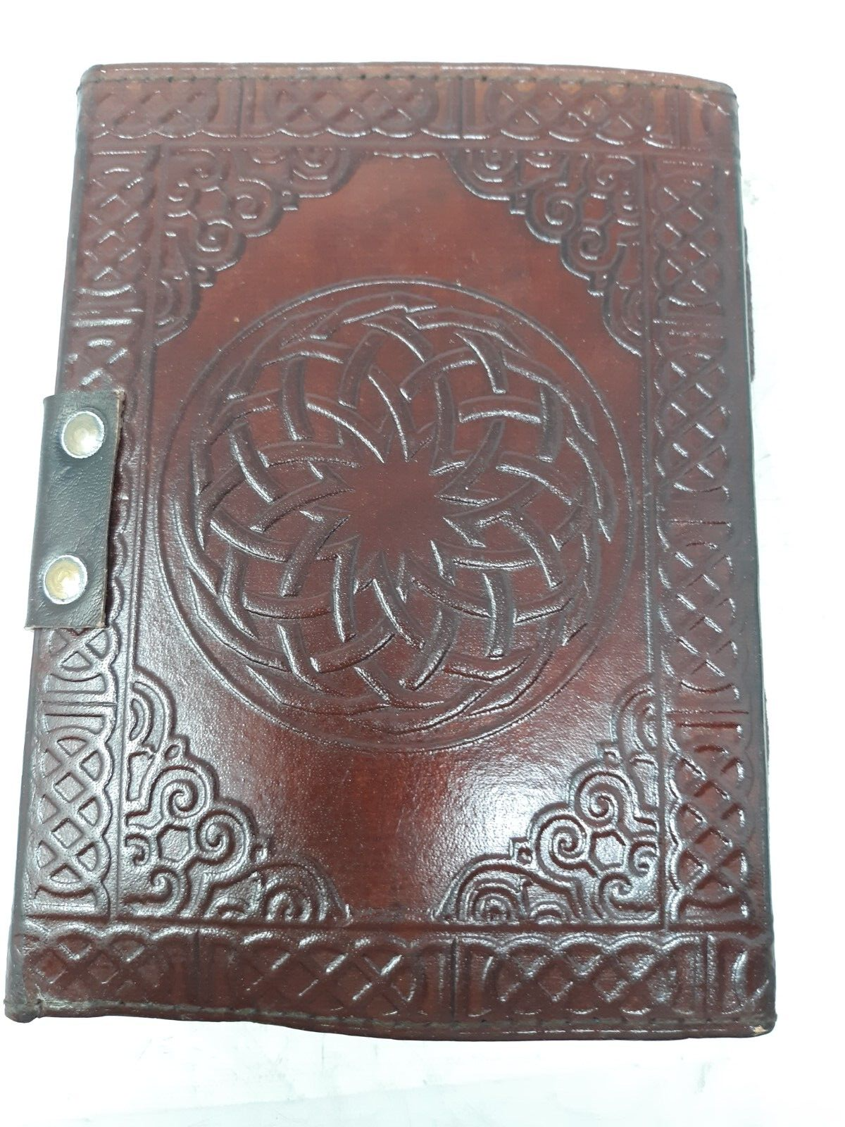 Handmade Leather Journal w/ Pentagram & Celtic Knot | Vintage Notebook