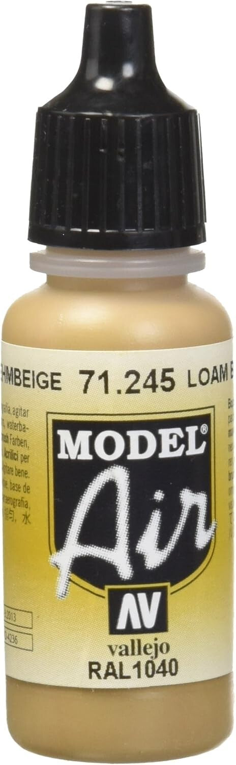 Vallejo Loam Beige 17ml Paint Model Air 71.245, .57 fl oz.  RAL1040. Lot of 6