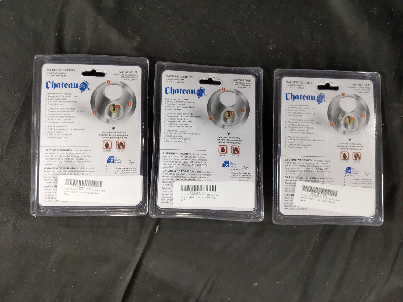 3 / Chateau Security Specialists Stainless Steel Storage Locks 2 3/4"/70mm C870