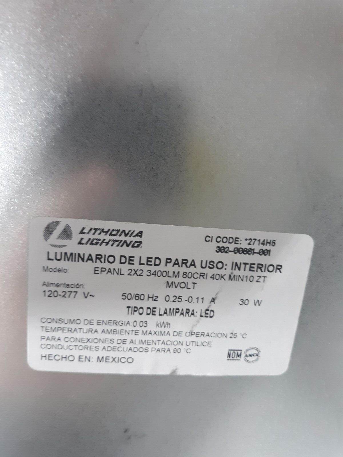 Lithonia EPANL 2X2 3400LM 80CRI 40K MIN10 ZTMVOLT LED Flat Panel