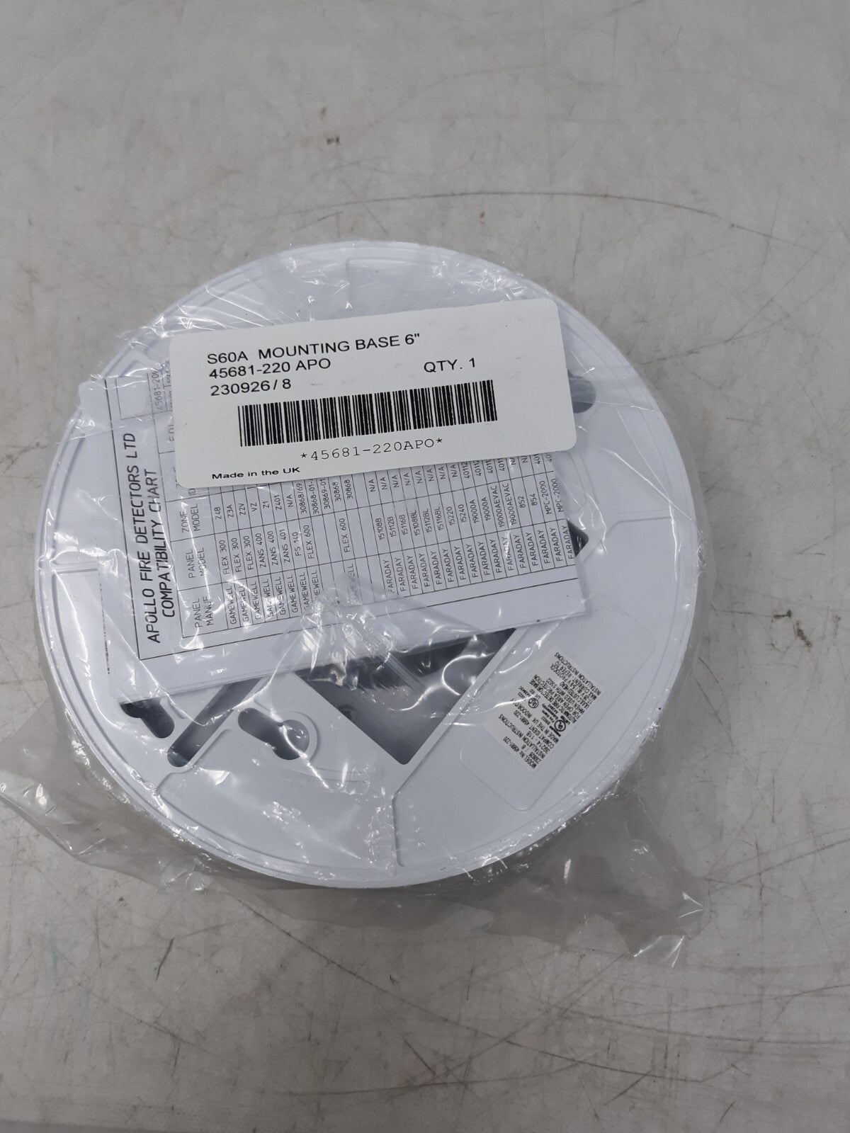 Apollo S60A 6” Smoke Detector Mounting Base 45681-220 APO