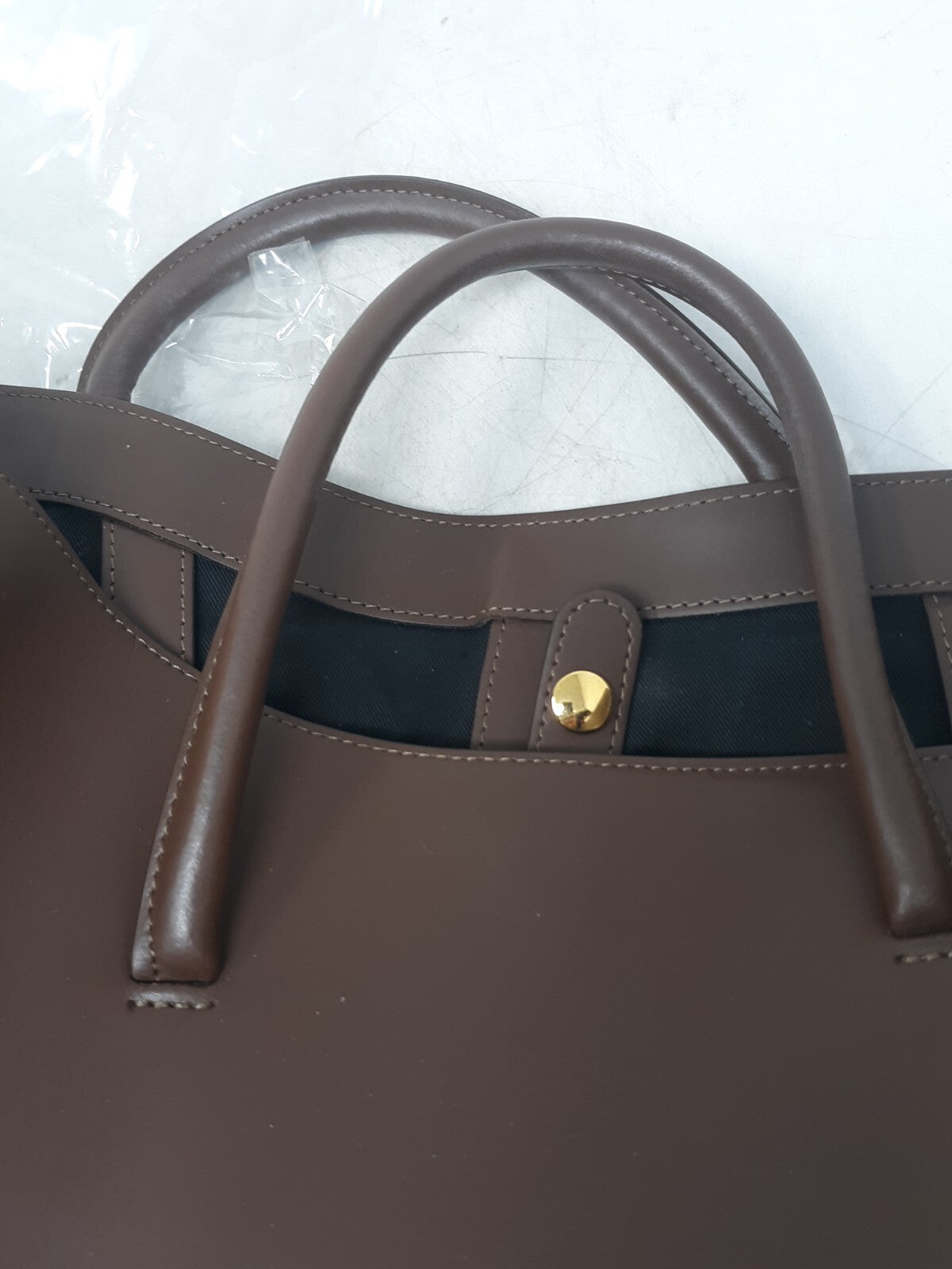Little Liffner Brown Italian Leather Open Tote with Interior Zip Pouch
