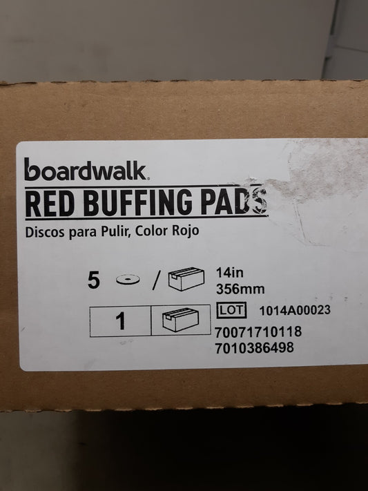 Boardwalk 4015RED 15 in. Buffing Floor Pads - Red (5/Carton)