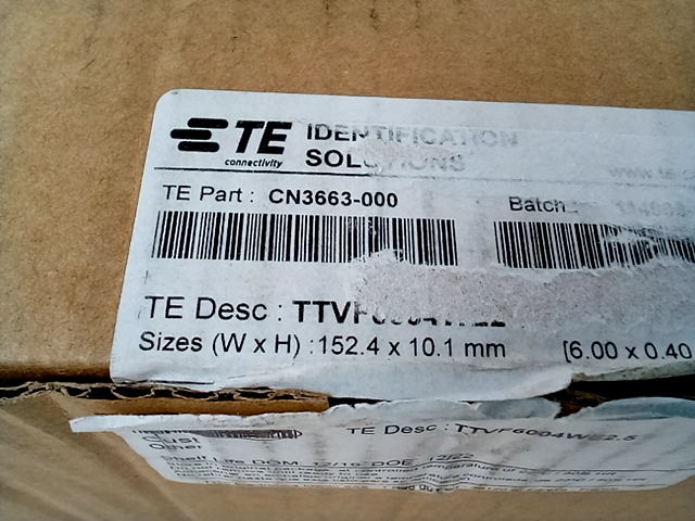 TE Connectivity TTVF6004WE2.5 Raychem Wire Labels & Markers CN-3663-000