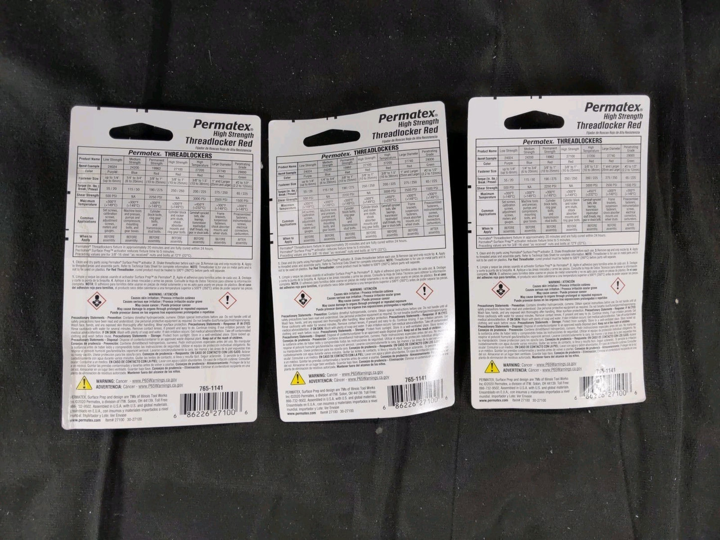 3-Pack Permatex Red Thread Locker 27100, High Strength Squeeze Tube