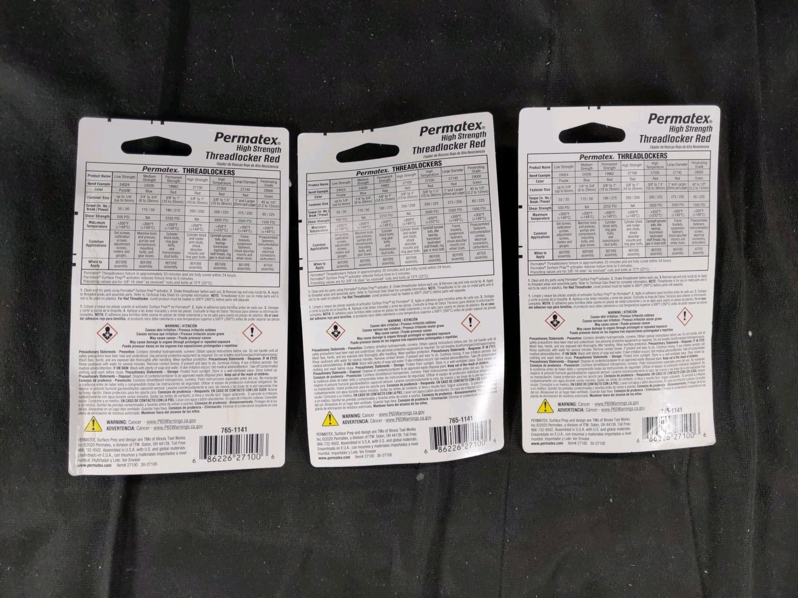 3-Pack Permatex Red Thread Locker 27100, High Strength Squeeze Tube