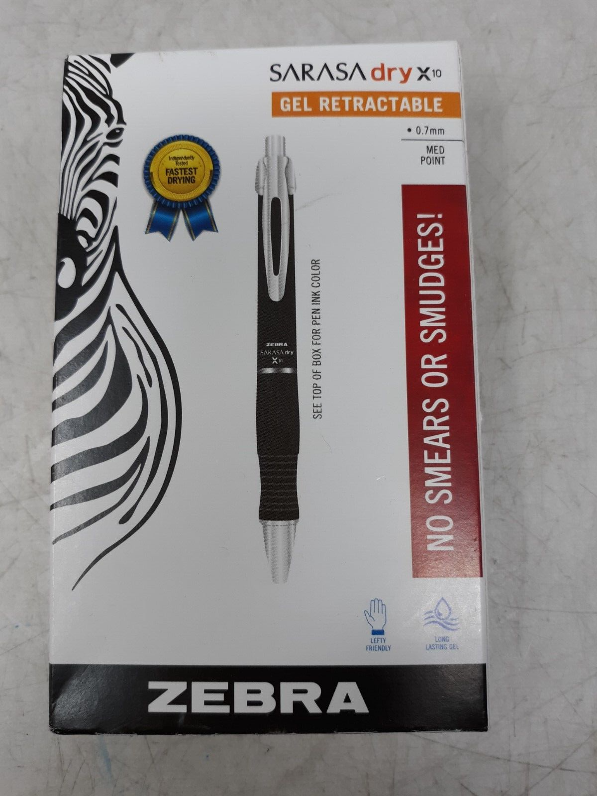 Box of 12 Zebra Sarasa Dry X10 Retractable Gel Pen, Medium Point, 0.7mm