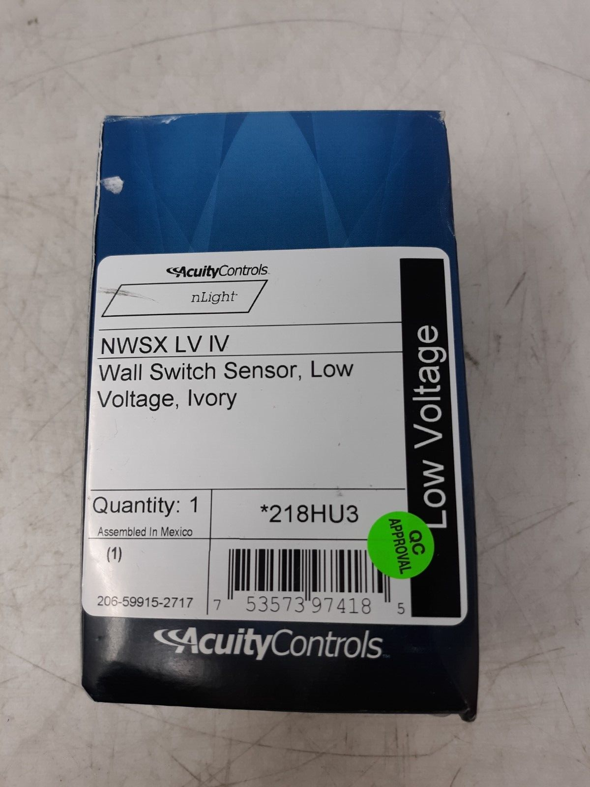 NWSX-LV-IV nLight Low Voltage Wall Switch Occupancy Sensor, Ivory