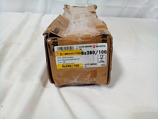 Wurth 8mm (5/16") x 280mm (11") Countersink ASSY 3.0 Screw 100 Count