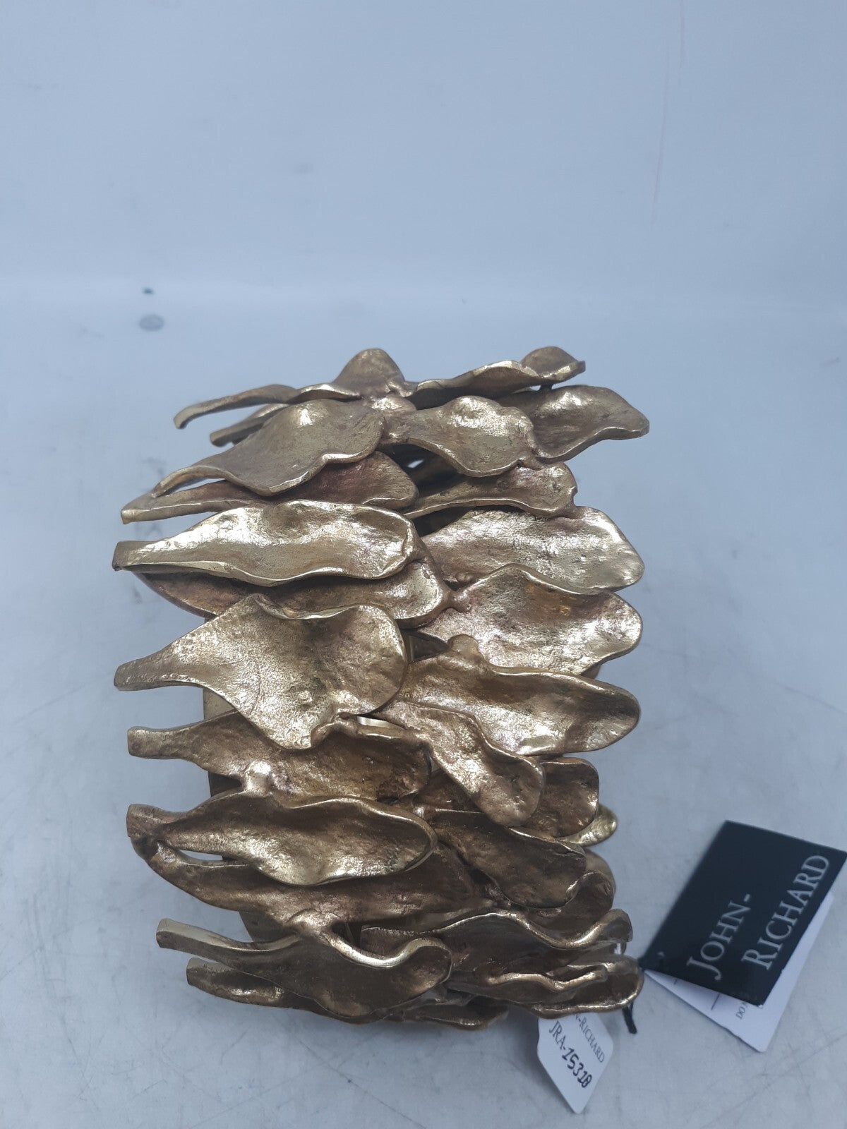 John-Richard JRA-15318 Gold Abstract Sculpted Candle Base Cast Metal Holder