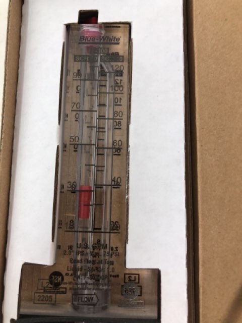 Blue-White F-300 20-120 GPM 2" Pipe Acrylic Flow Meter