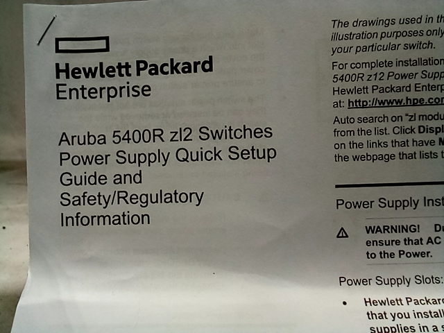 Hewlett Packard Enterprise  5200-2716 Aruba 5400R zI2 Switches Power Supply