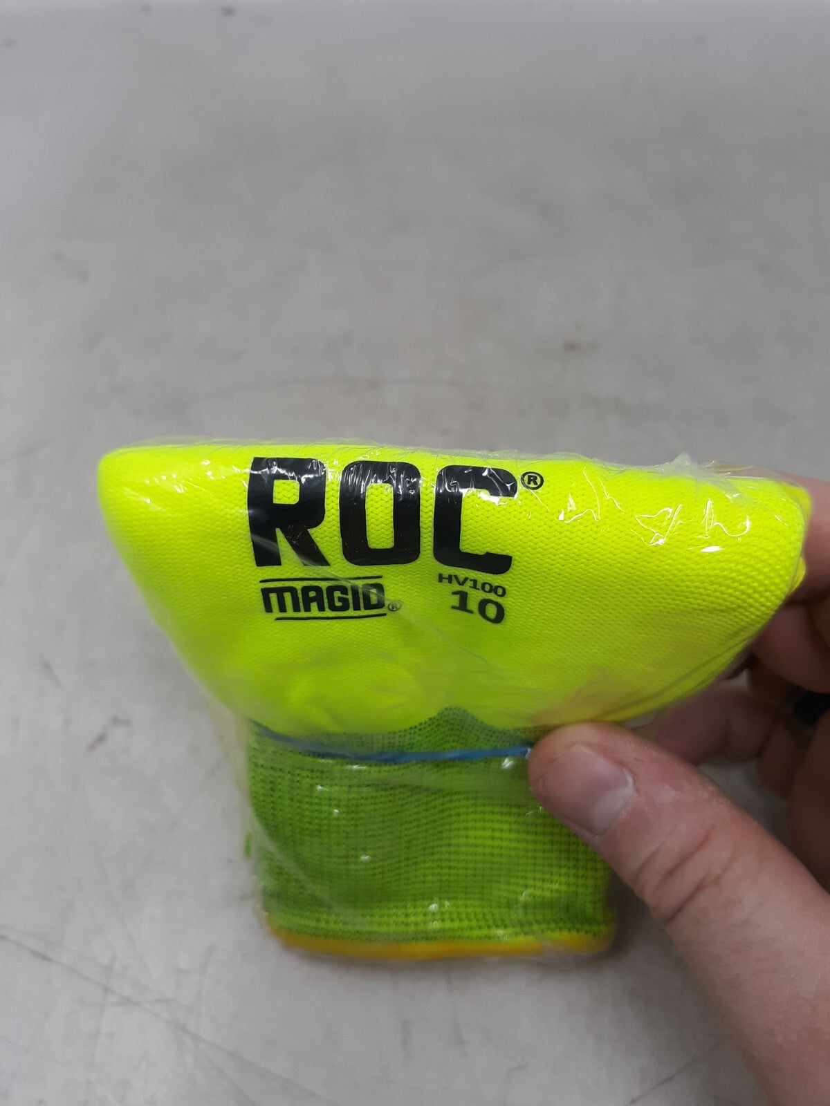 MAGID Liquid Repellent Mechanic ROC HV100 Hi-Viz Yellow Knit Glove 10/XL Nitrile