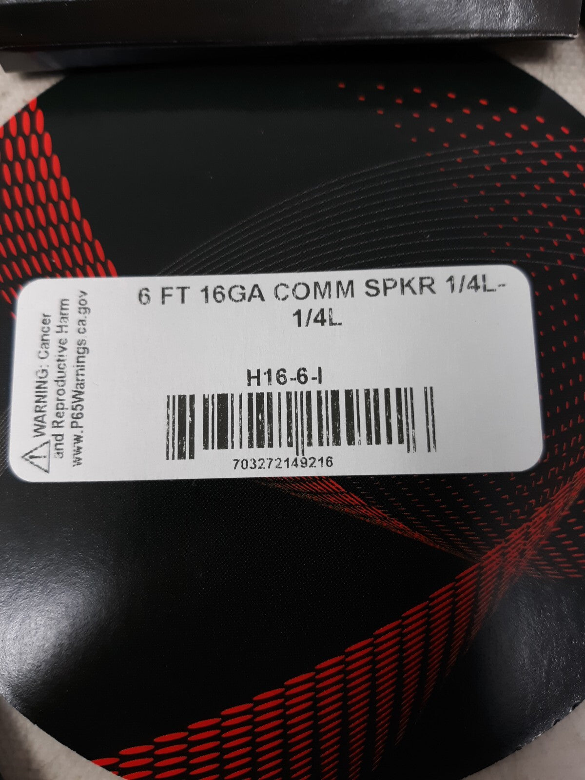RapcoHorizon H16-6 6FT 16GA 1/4"-1/4" Speaker Cable