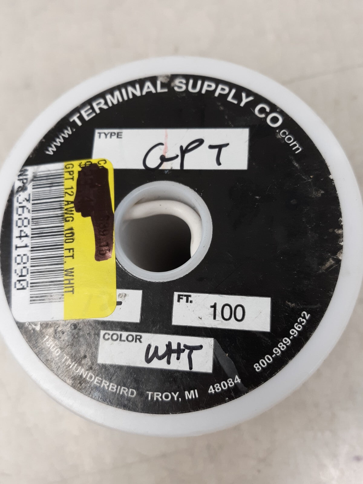 16 AWG Gauge GPT Wire Stranded Hook Up Wire White 100 ft 0.0508" 60 Volts