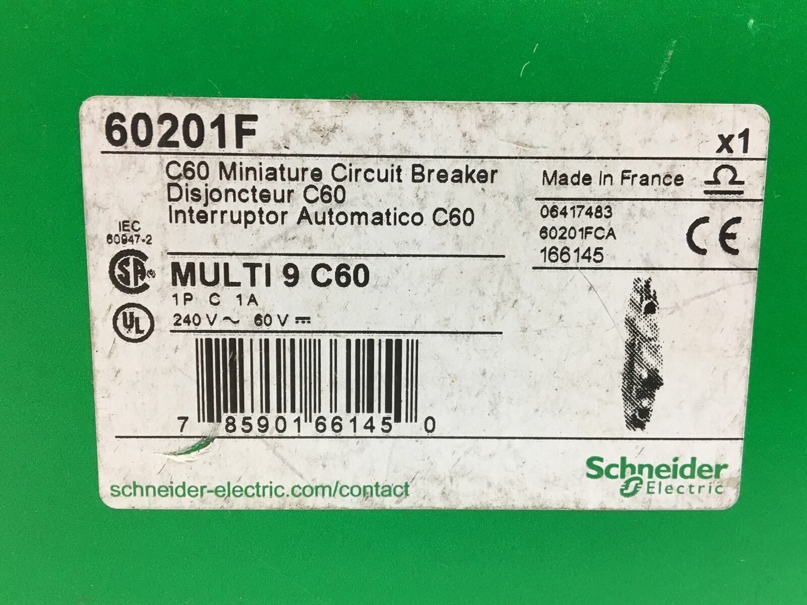 Schneider Electric 60201F C60 Miniature Circuit Breaker