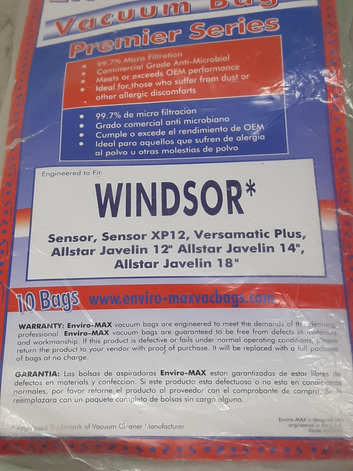 Enviro Max Advance Backpack XP Vacuum Bags 10 Pack