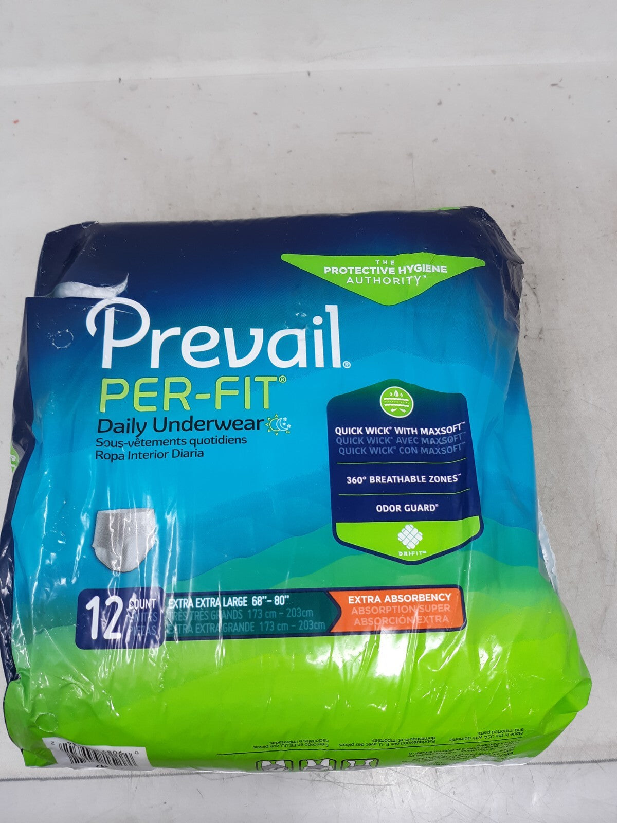 Prevail Per-Fit Daily Underwear Adult Diaper Men & Women XXL - 12 Count - PF-517