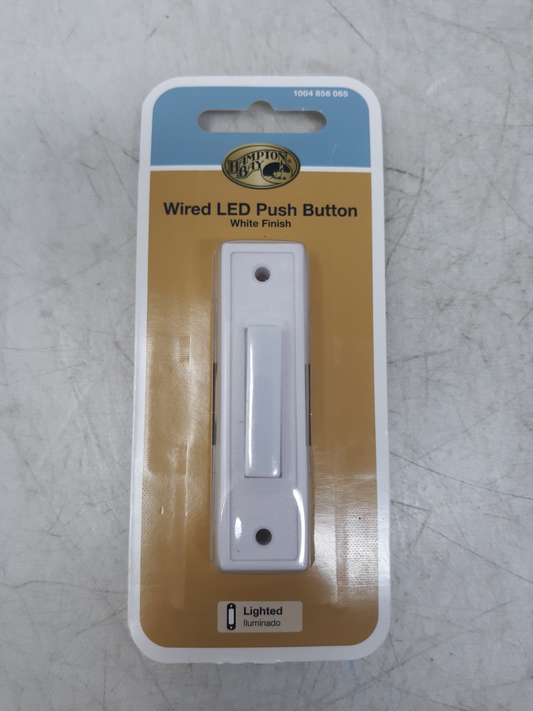 Hampton Bay HB-315-1-90 Wired LED Doorbell Push Button White Finish – Lighted