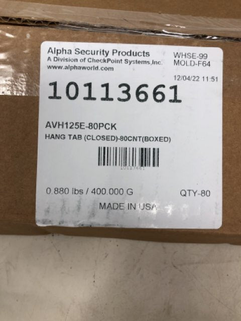 Alpha Security Products 10113661 Hang Tab (Closed)- 80ct (556B & 202B)