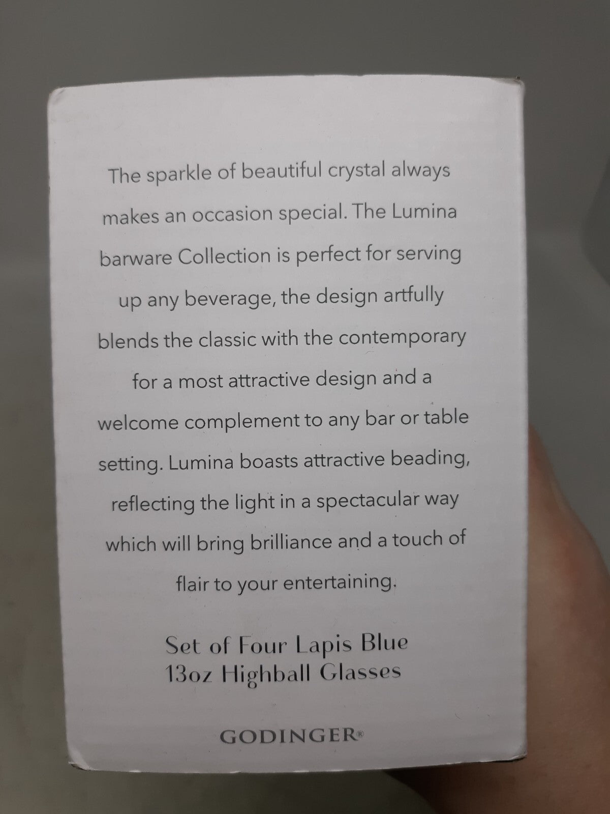 Godinger Lumina Blue Highball Glasses, Set of 4