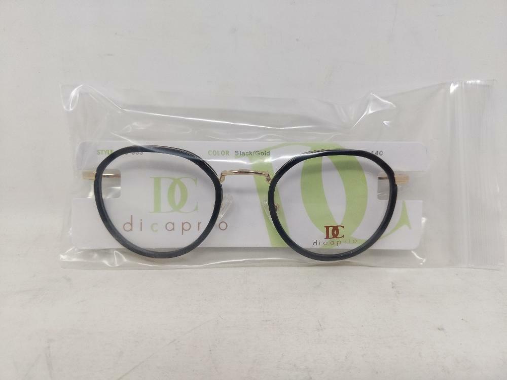 DiCaprio DC 333 Unisex Clear Lens Glasses Frames Black/Gold  47-23-140