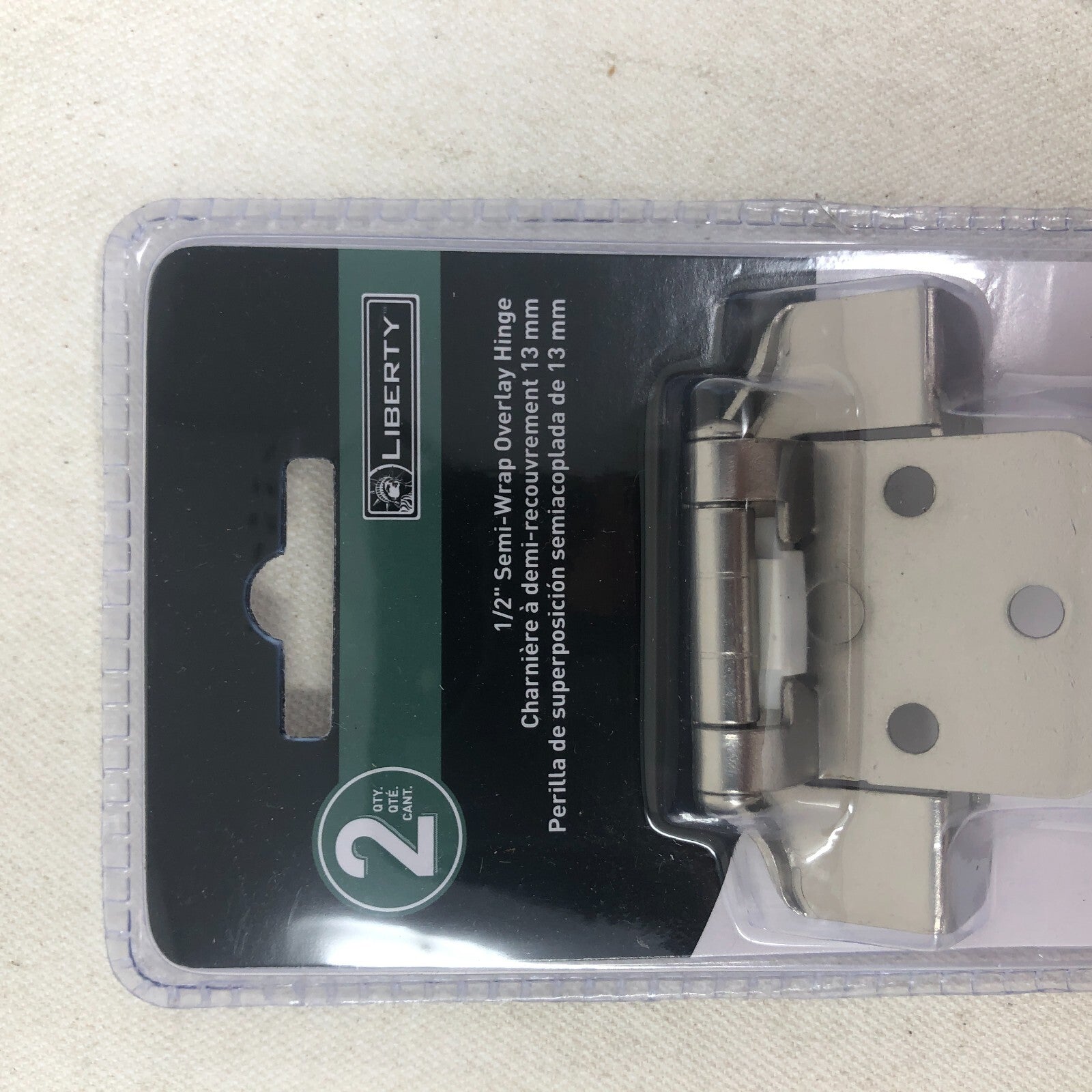 Liberty 1/2" Semi-wrap Overlay Hinge Pair Satin Nickel