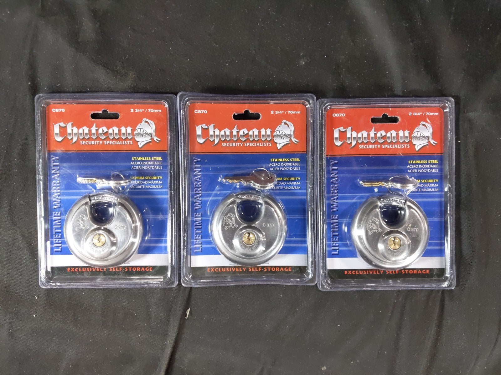 3 / Chateau Security Specialists Stainless Steel Storage Locks 2 3/4"/70mm C870