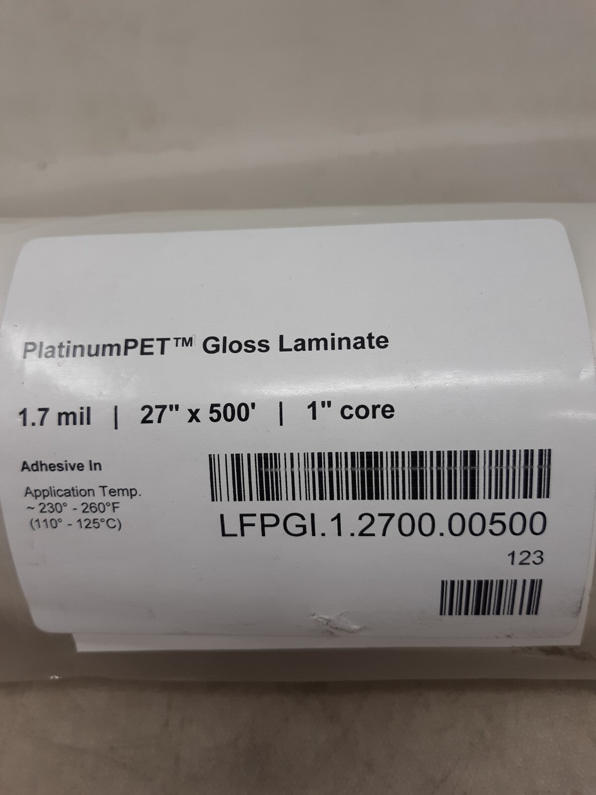 PlatinumPET 1.7 Mil Gloss 27" x 500' Laminate