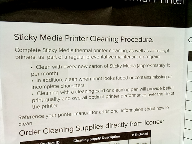 Iconex sticky media lc printer rolls - 12 rolls/carton, 3.15" x 270', Cleaning P