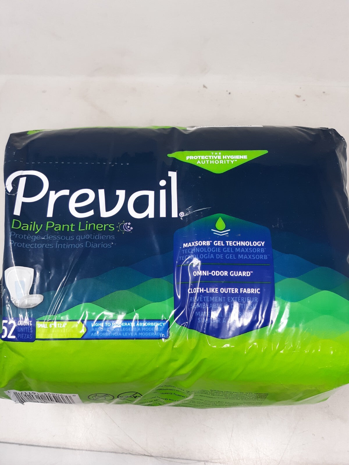 Prevail Pad 12.5" Small Pant Liner PL-100/1 Light to Moderate 52 Ct Unisex
