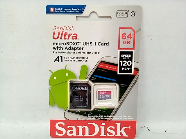 SanDisk 64gb Ultra Usd 120mb/s C10 Uhs -  SDSQUA4-064G-AN6MA , MicroSDXC UHS-I C