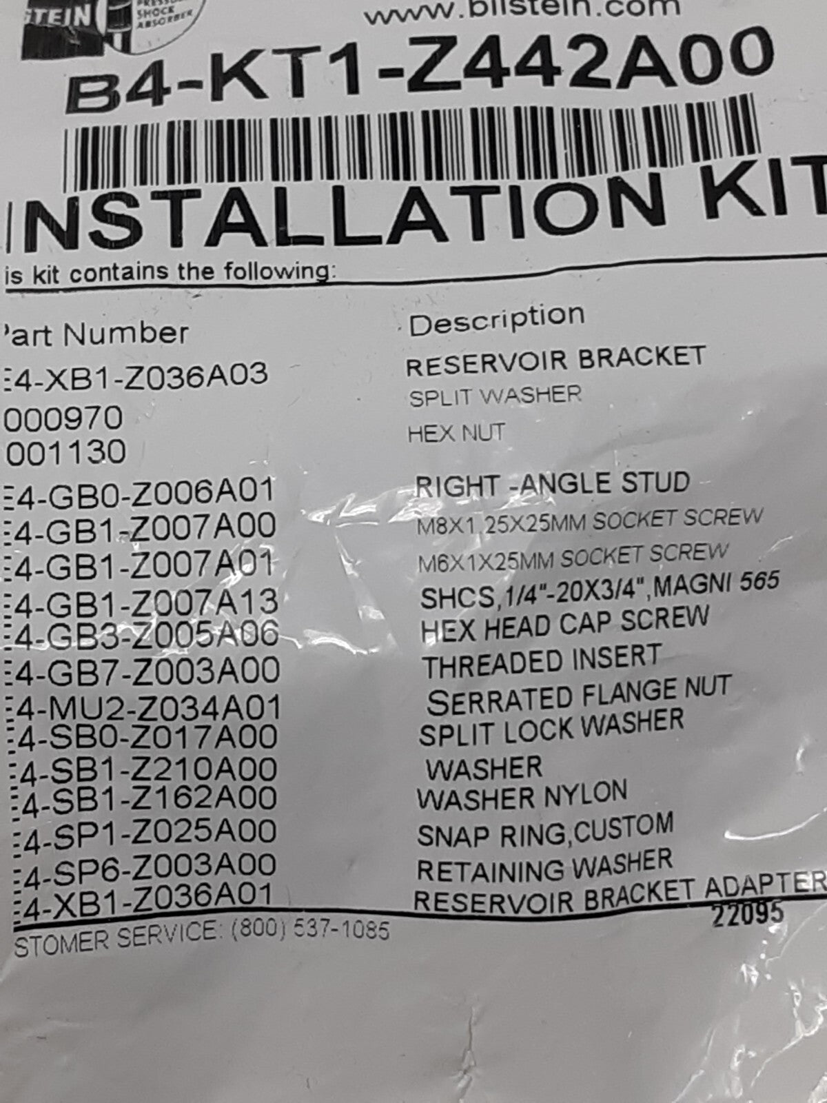 Bilstein B4-KT1-Z442A00 Suspension Reservoir Bracket Installation Kit