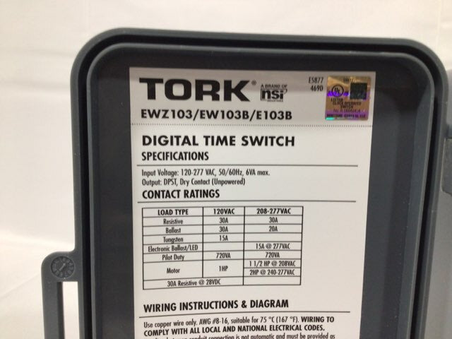 Tork EW103B Indoor/Outdoor Digital Time Switch 24h 7d