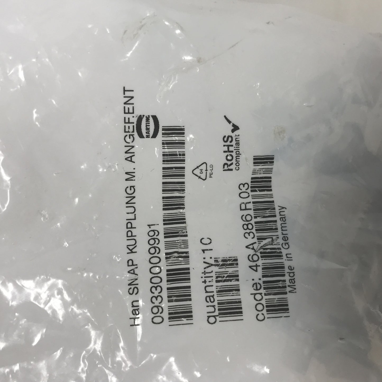 Han-Snap Latching Parts 09330009991 Harting Bag qty: 10