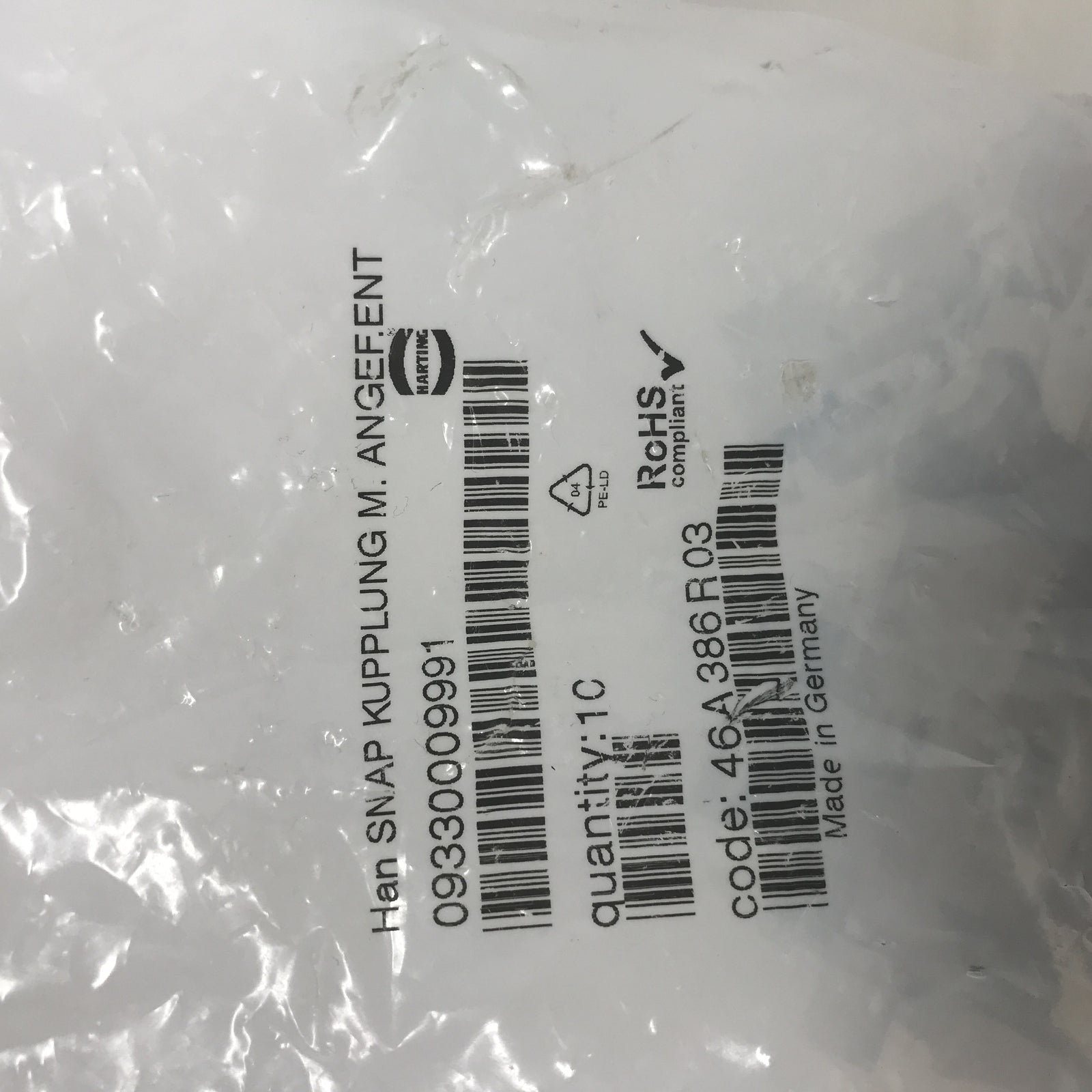 Han-Snap Latching Parts 09330009991 Harting Bag qty: 10