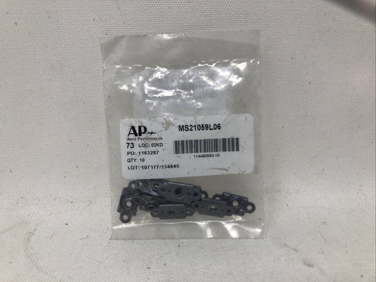 AERO PERFORMANCE (10 PIECE) MS21059L06, Self-Locking Nutplate, Two Lug, Floating
