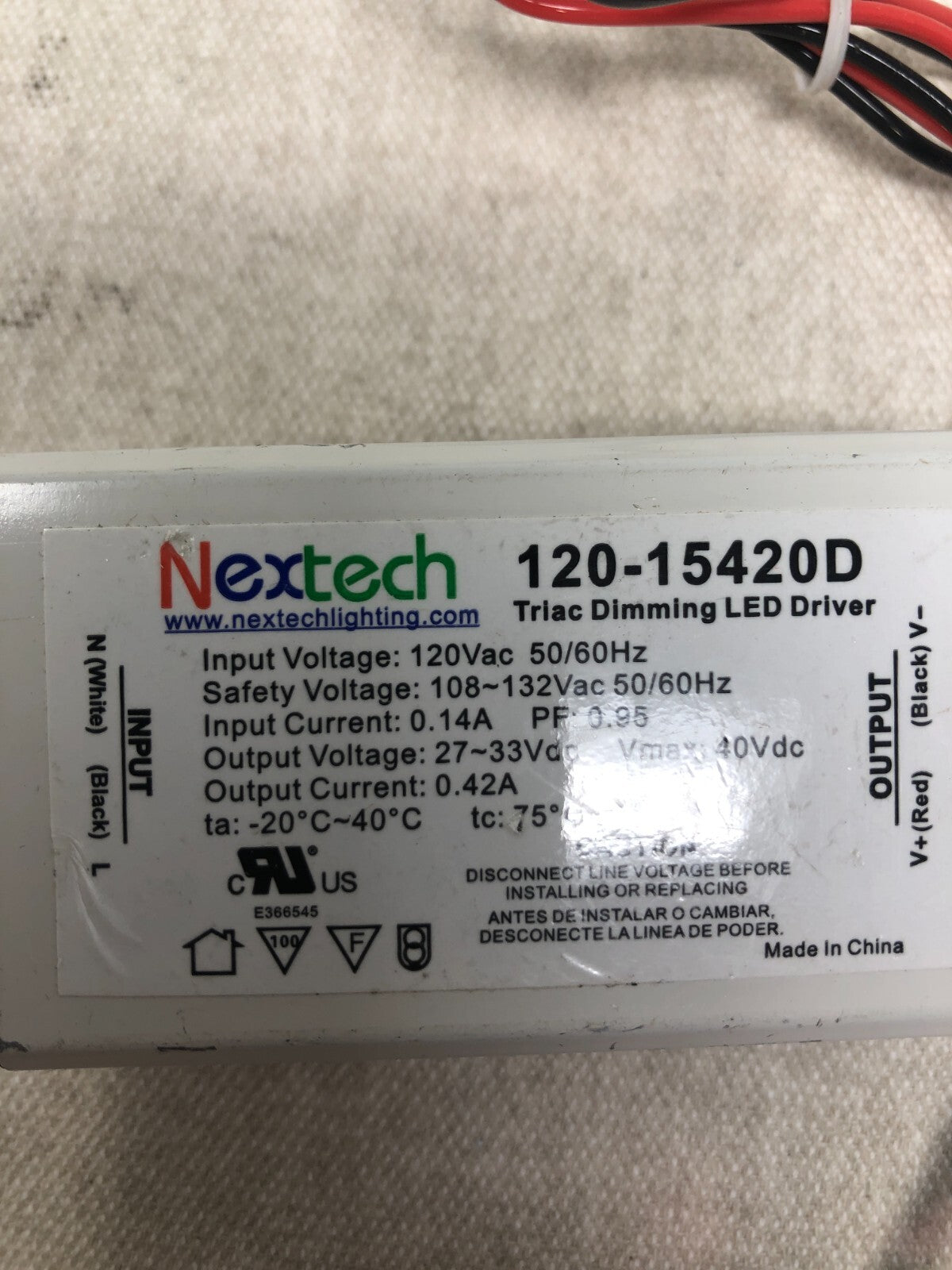 Nextech Triac Dimming 120-15420D Lighting LED Driver