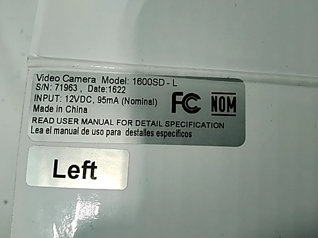 Security Video Camera 12 VDC 95mA  1600SD-L 12VDC 95mA (nominal)