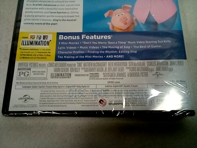 Universal Studios Home Entertainment Sing (DVD) - Rated PG, Includes 3 Mini Movi