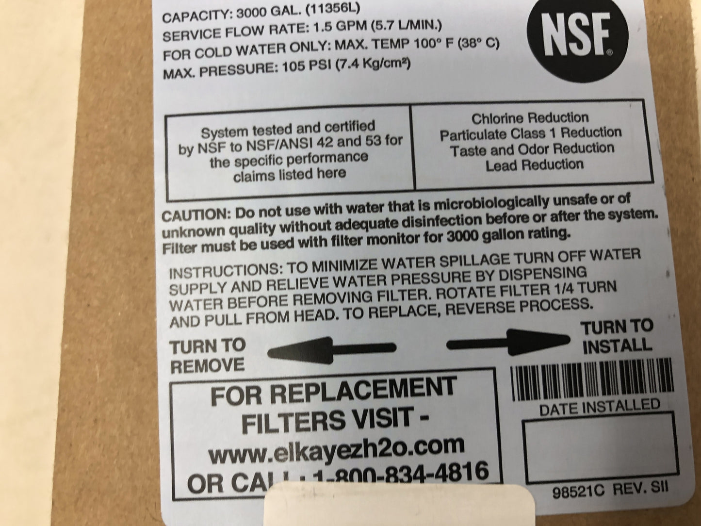 Elkay Water Sentry Plus Replacement Bottle Filter - 51300c