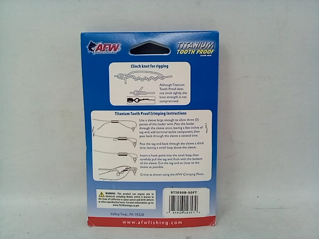 Lot of 3 American Fishing Wire AFW STI050B-50FT Titanium ToothProof  Single Stra