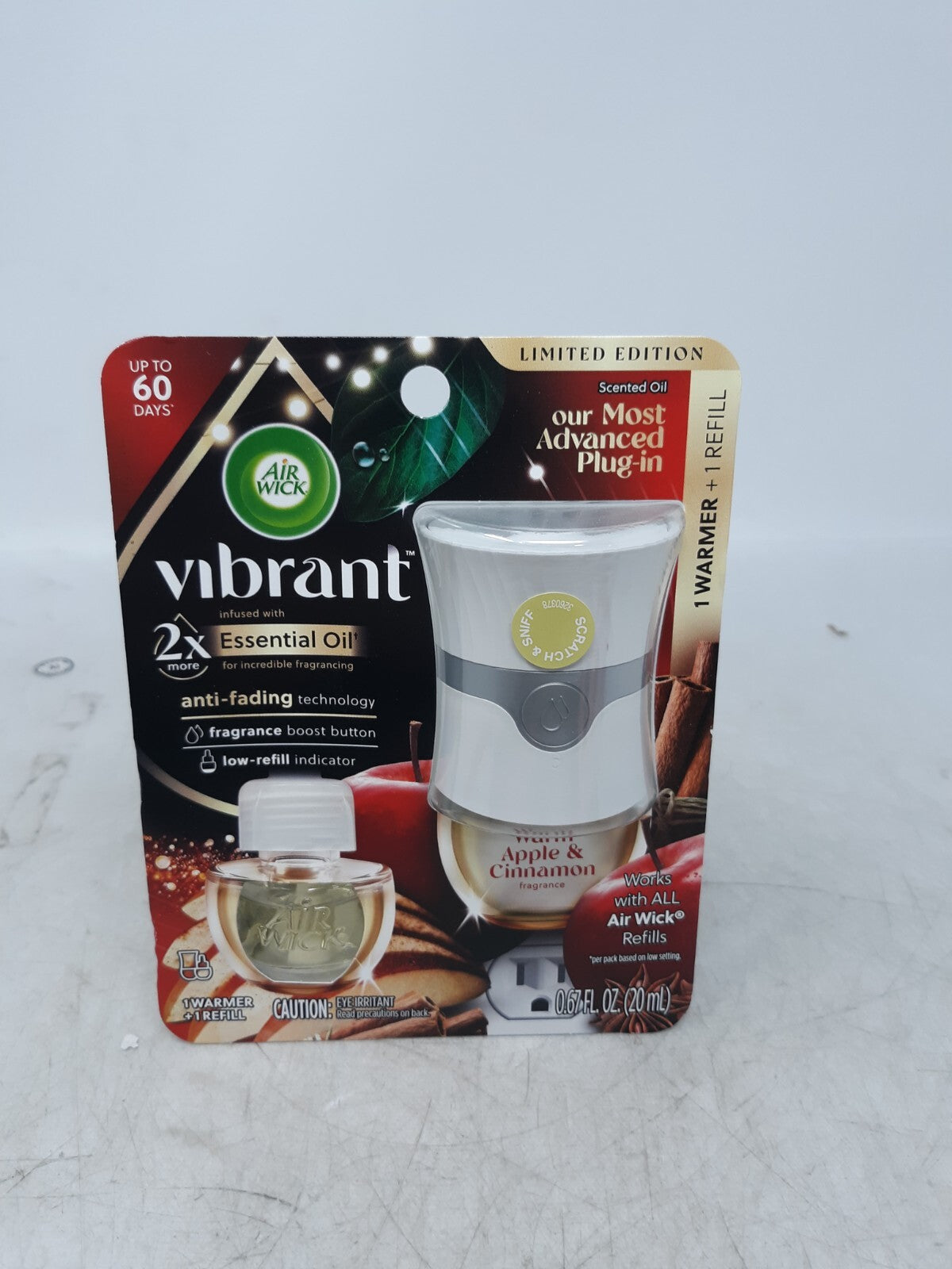 Air Wick Vibrant Plug-In Warmer + Refill Apple & Cinnamon 0.67 fl. oz (20ml) - L