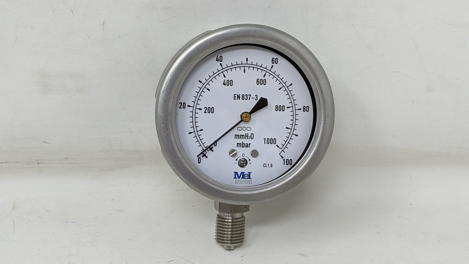Mei All Stainless Steel Low Pressure Gauge - 1/4in - 0/100mbar - 6123142000