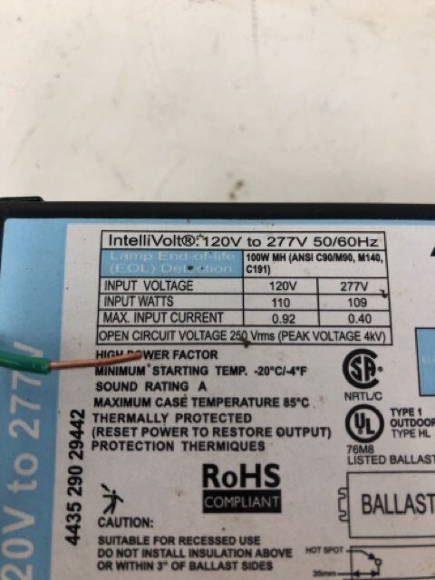 Philips Advance IMH100DLFM Metal Halide Electronic Ballast, 100W, 120/277V