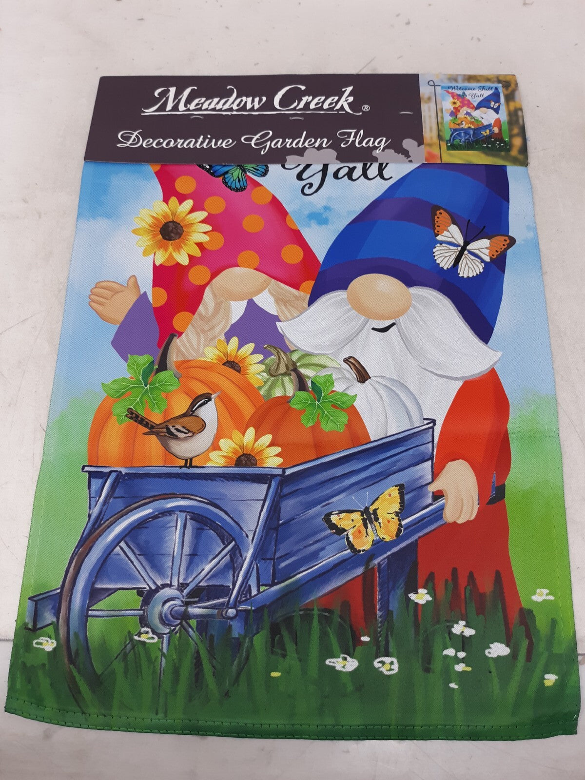 Meadow Creek Garden Flag - "Welcome Fall Y'all" Gnomes